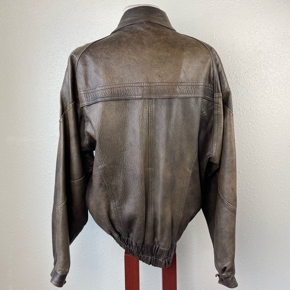 Ethiopian Two Tone Brown Leather Jacket Size XL - Picture 7 of 11